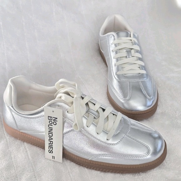 No Boundaries Shoes - No Boundaries Women's Sneakers Silver Low Top Lace Up‎ Athletic Sporty Size 11